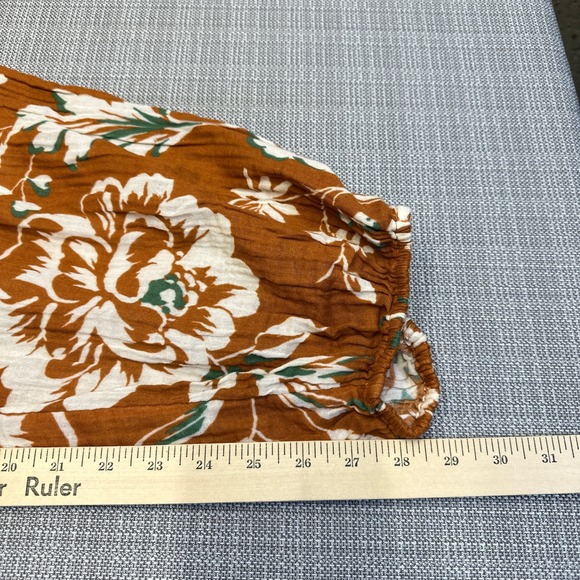 by Anthropologie Pants XL Floral Boho Smocked Waist Gaucho Pants Split Leg Harem - Picture 8 of 9